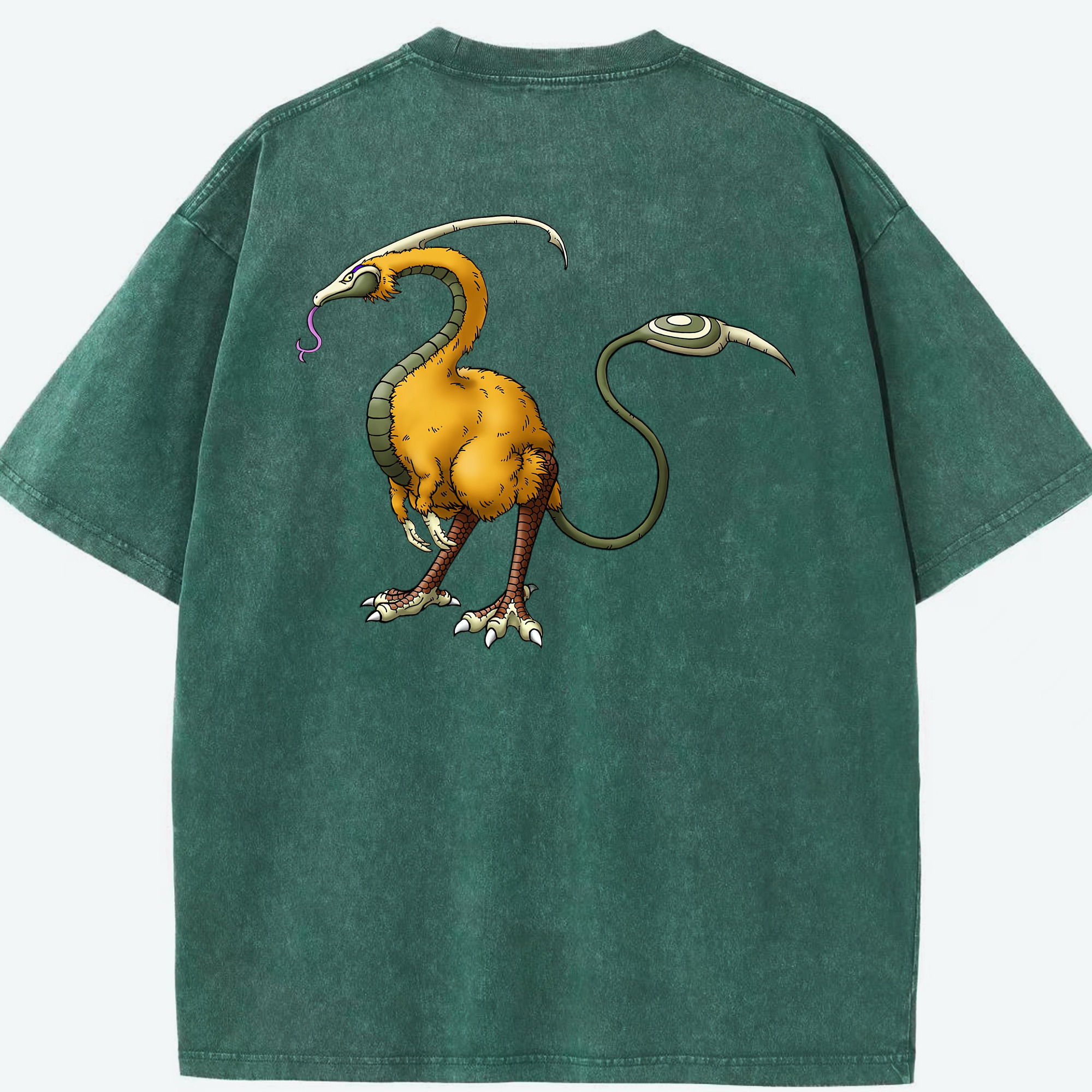 （画像用） ドラゴンクエスト Doragon Kuesuto Dragon Quest 綿100% ヴィンテージ風 半袖Tシャツ（背面プリント）